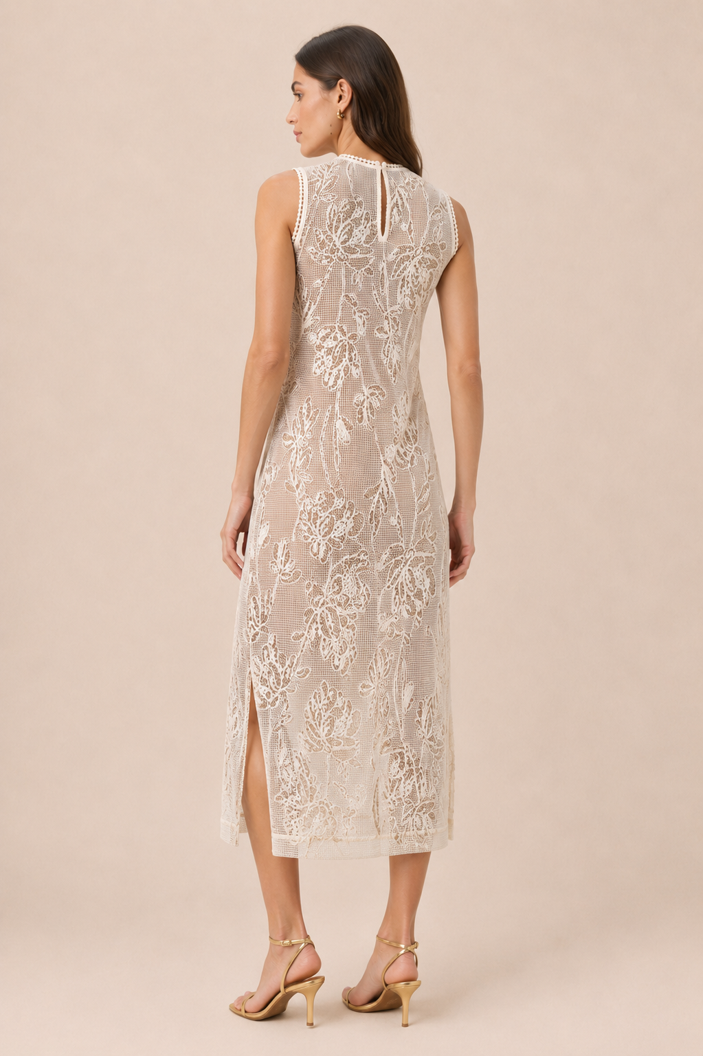 Sequin Bloom Mesh Maxi Dress