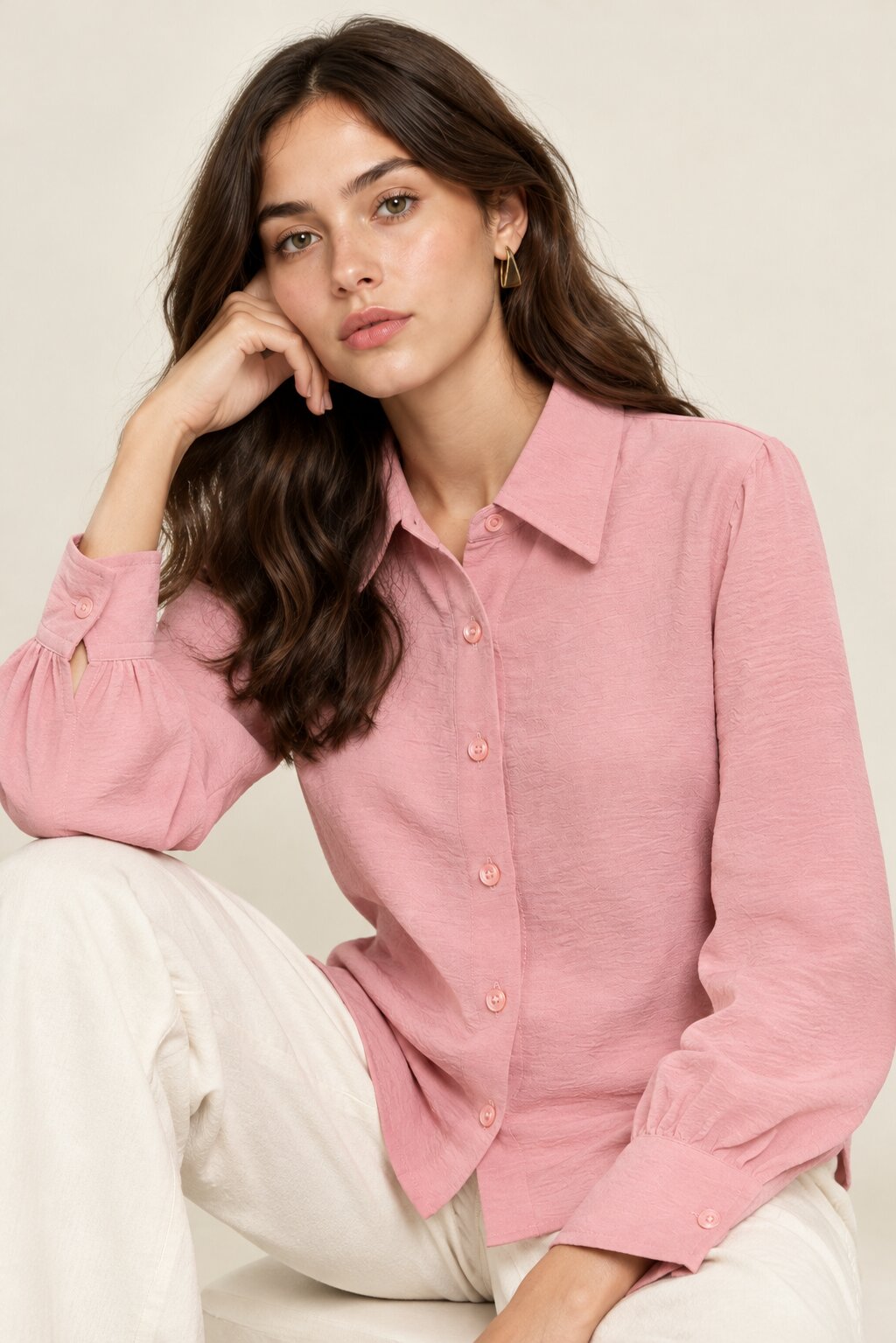 Dusty Pink Textured Relaxed Fit Shirt