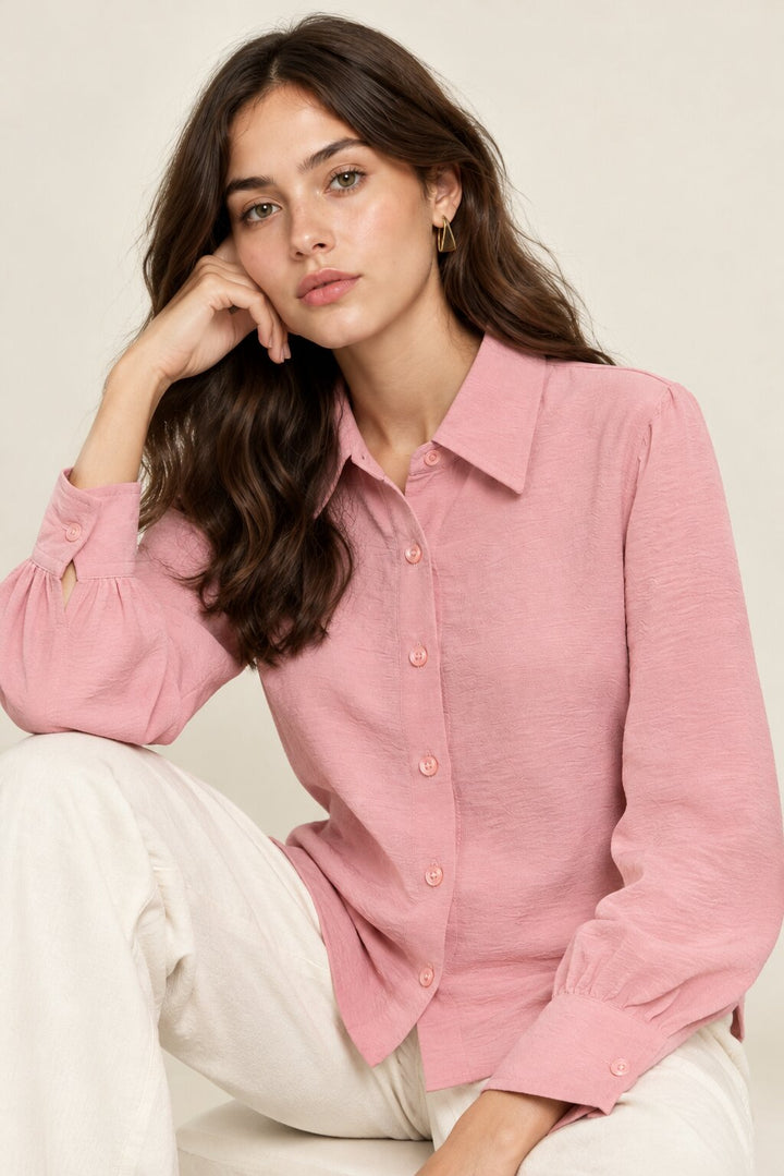 Dusty Pink Textured Relaxed Fit Shirt