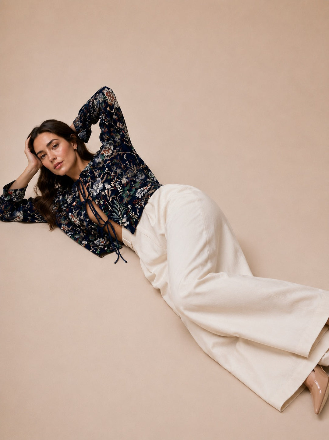 Floral Embroidered Velvet Overlay Jacket