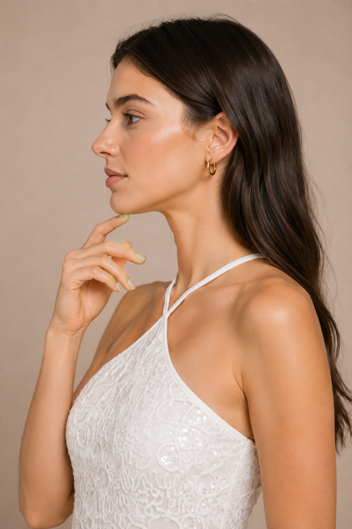 Sequin Mesh Halter Dress