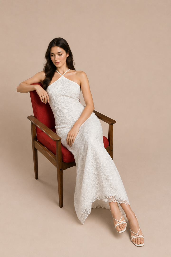 Sequin Mesh Halter Dress