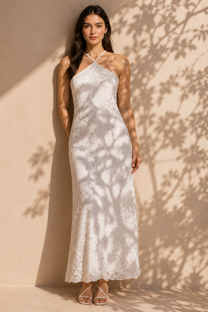 Sequin Mesh Halter Dress