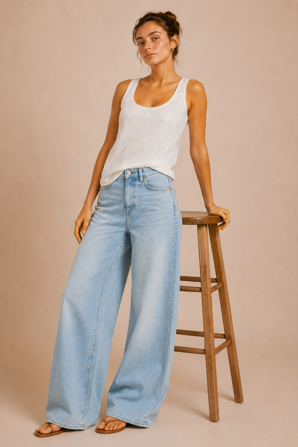 Sequin Embroidered Round Hem Tank Top