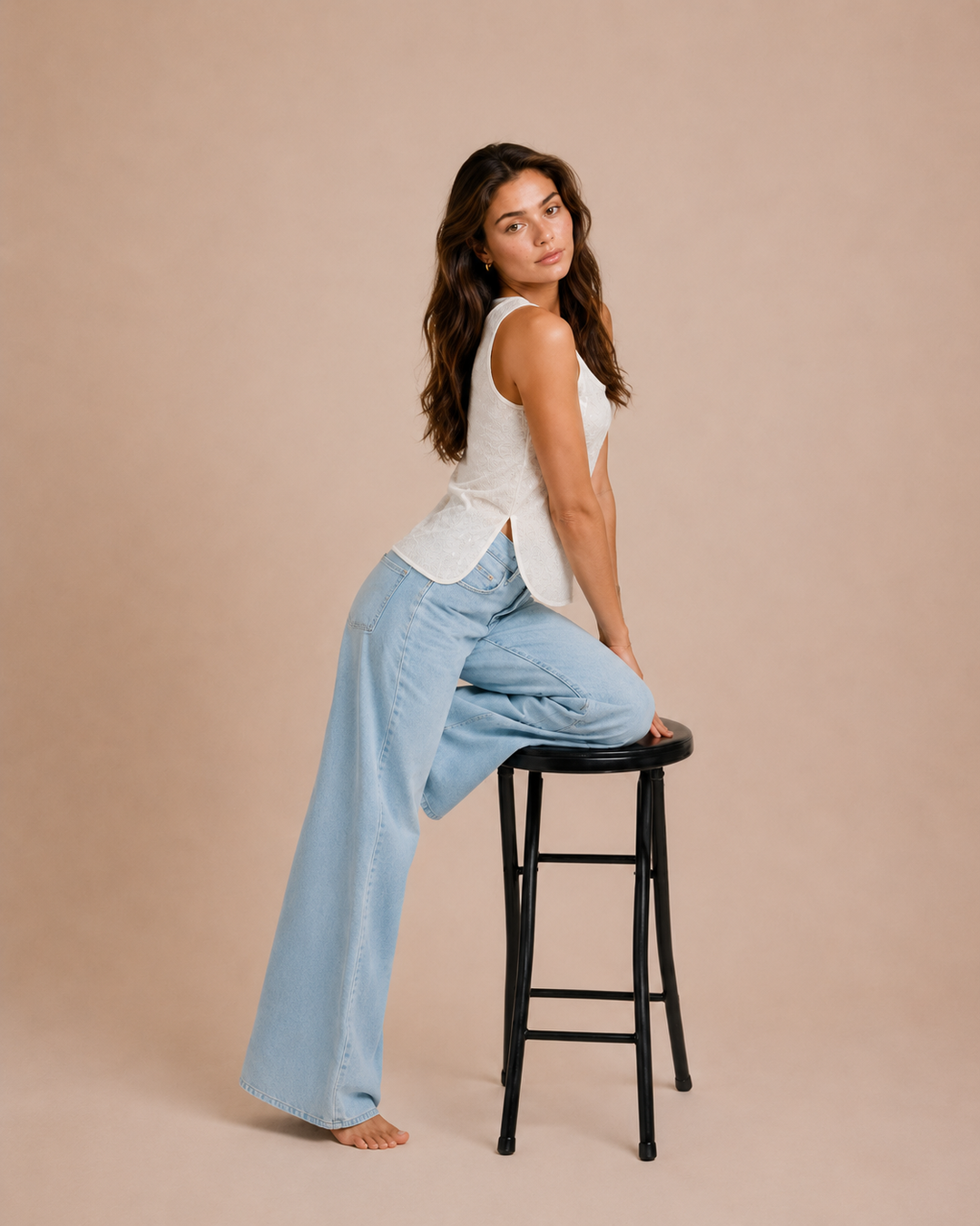Sequin Embroidered Round Hem Tank Top