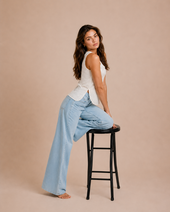 Sequin Embroidered Round Hem Tank Top