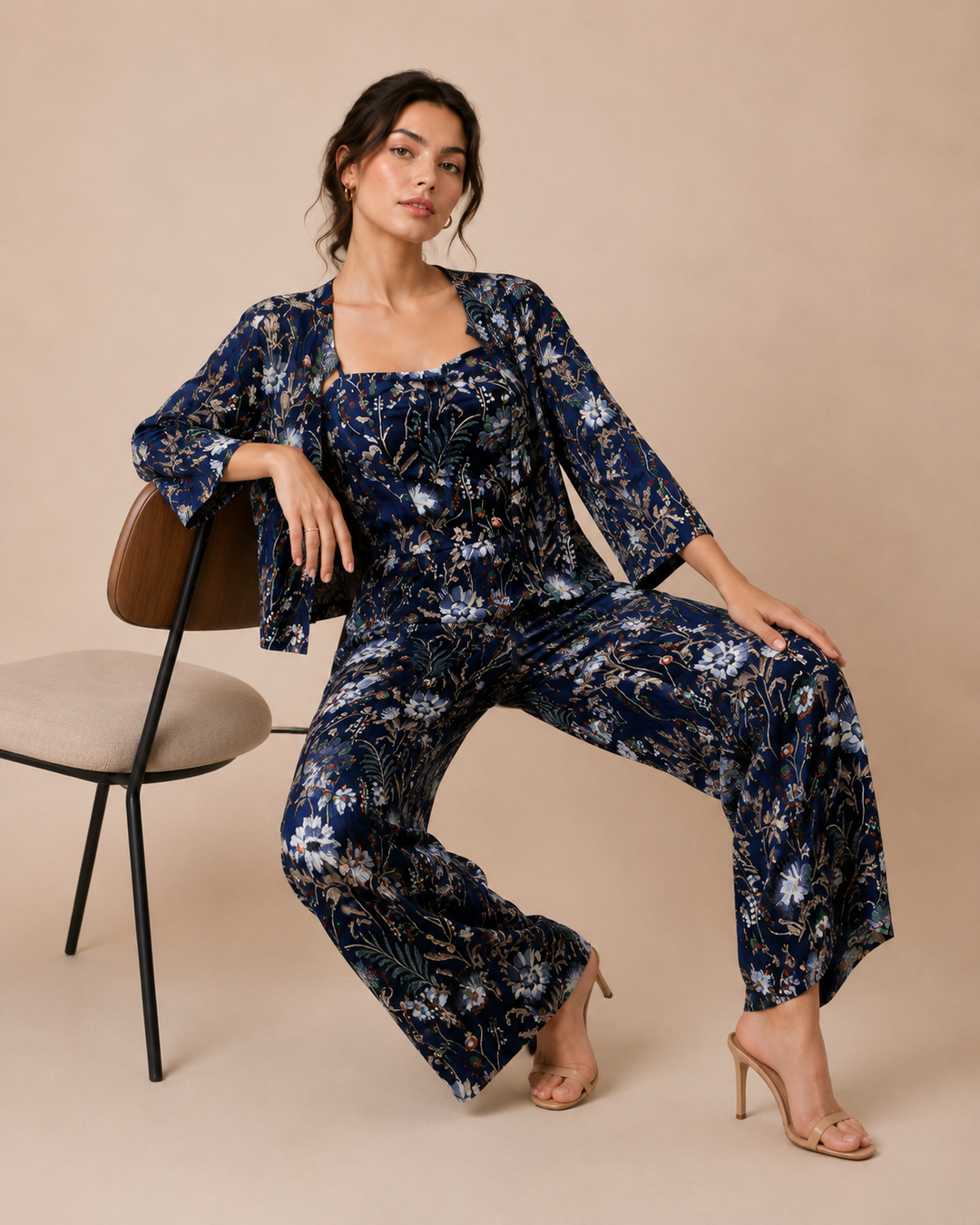 Floral Embroidered Velvet Overlay Jacket