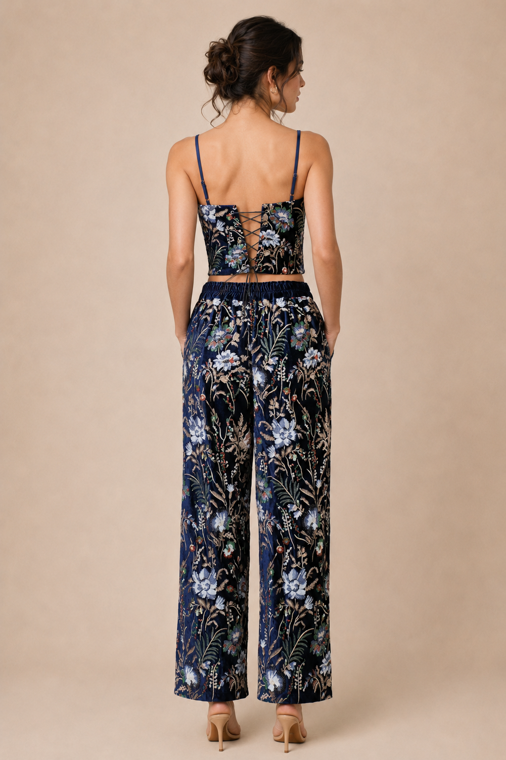 Floral Embroidered Velvet Coord Set