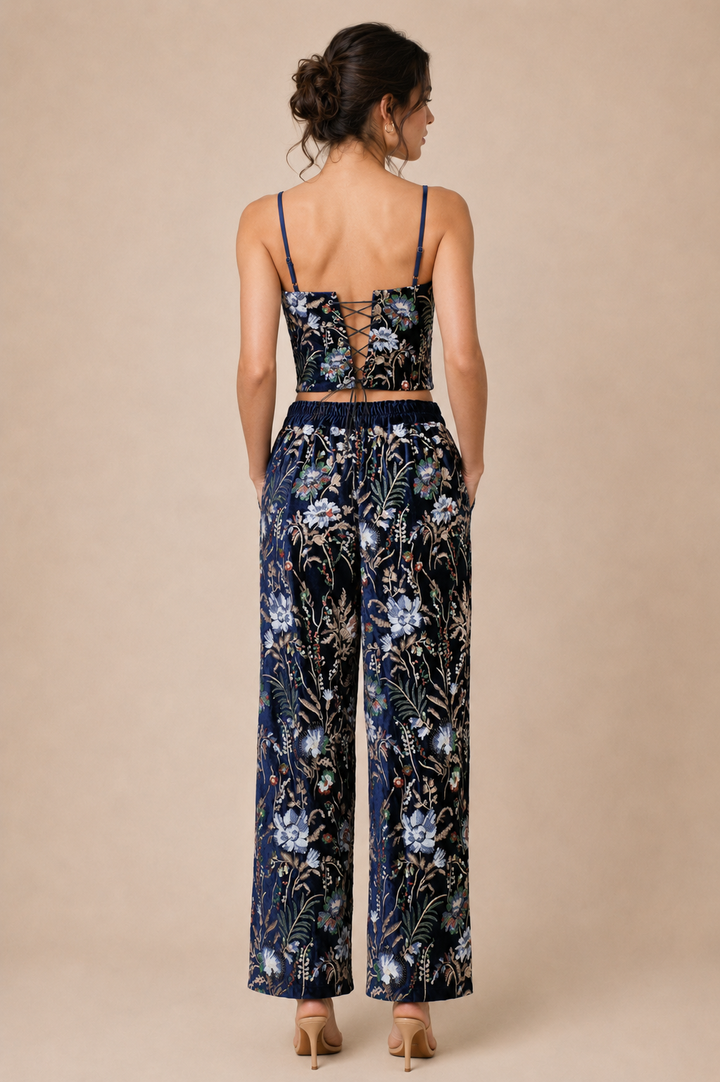 Floral Embroidered Velvet Coord Set
