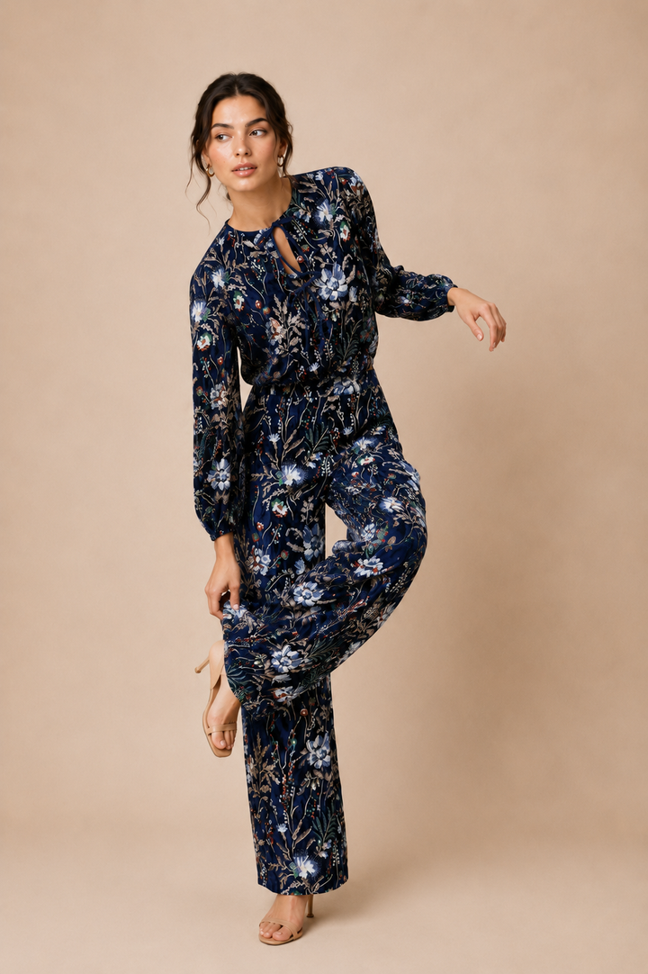 Floral Embroidered Velvet Overlay Jacket